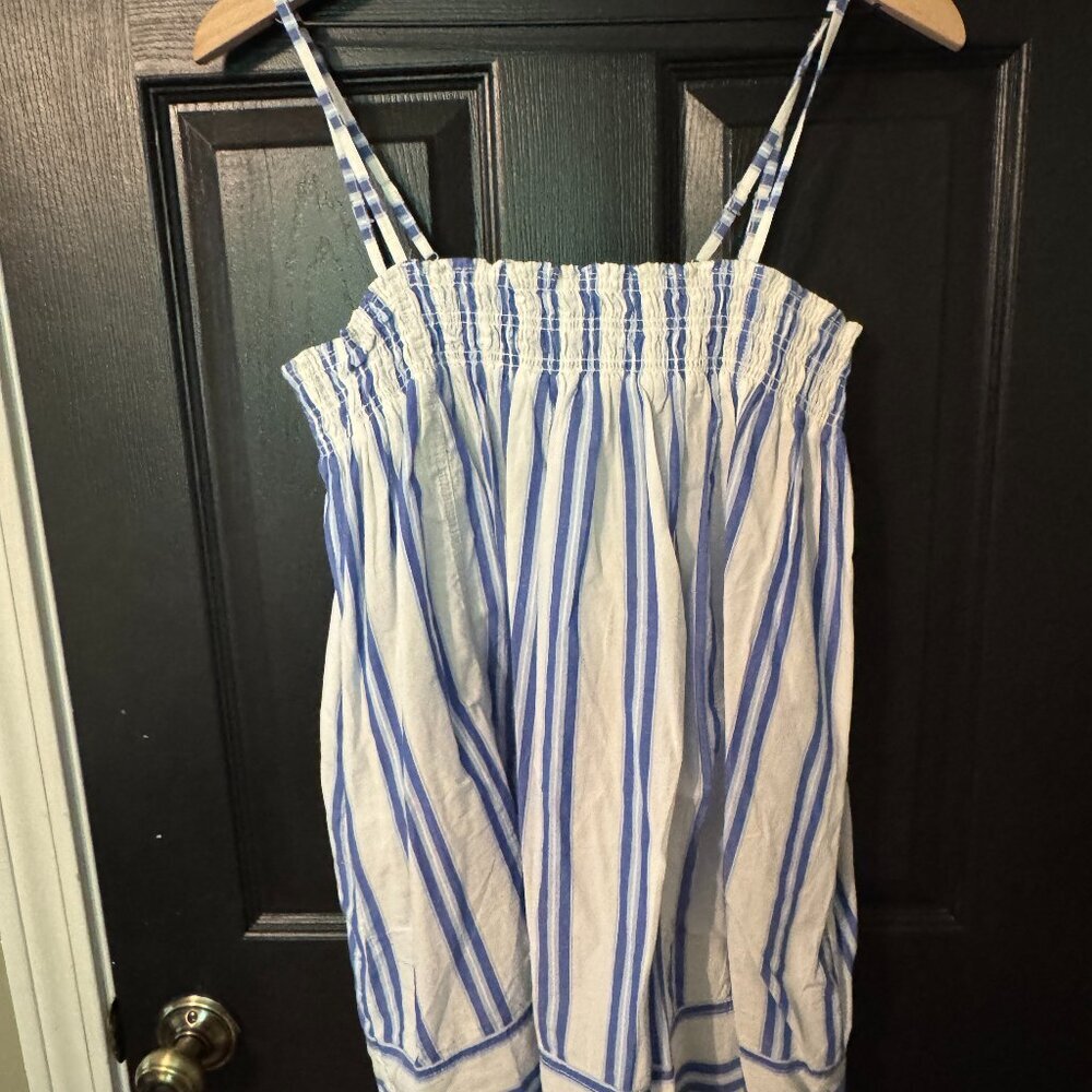 NWOT Free People Thin Strap Stretch Chest Top Blue White Striped Small